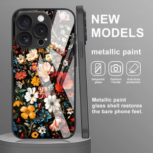 Tempered Glass Flowers Phone Case For Samsung S24 Ultra S25 S23 5G S21 FE S25 Plus S22 S20 FE A53 A52 A51 Case Cover Shockproof