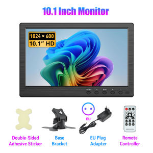 KTYDKP 10.1 Inch LCD HD Monitor Mini TV Computer Display Screen 2 Channel Video Input Security Monitor with Speaker VGA BNC HDMI