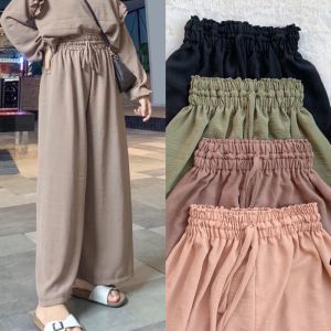 celana kulot wanita terbaru bahan crinkle kekinian viral