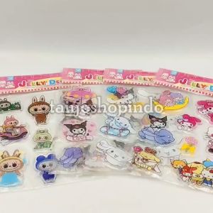TAIYO Sticker Timbul Jelly Kuromi Cinnamoroll Melody Labubu stiker Motif Tempel kenyal Mainan Anak