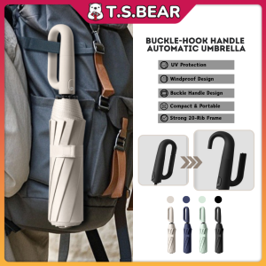 Extra Large Automatic Umbrella Ring Buckle Handle UV Protection Foldable Windproof Payung Lipat Automatik 自动雨伞 OUT03