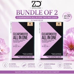 [Bundle Of 2]Maybelline Clear Smooth All-in-One UV-Lightening Oil-Control Two Way Cake (05 Sand Beige)