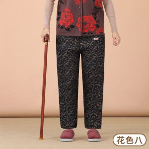 Thick Warm Cotton Velvet Pants for Elderly High Waist Straight-leg Design Ideal for Autumn and Winter Seasons