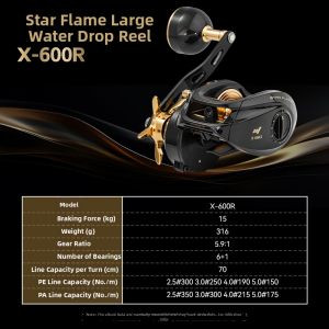Ecooda | Star Flame X-600 Metal Saltwater Baitcasting Fishing Reel