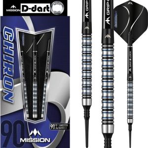 MISSION SOFT TIP DART - 18G/20G CHIRON M1 Electro BLACK BLUE 90% Tungsten Soft Darts (ARROW DART LEMBUT)