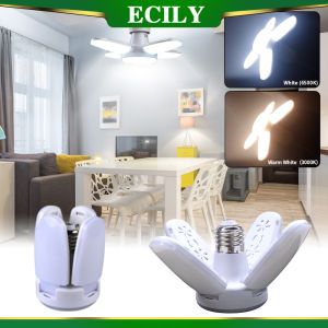 Ecily hình quạt bóng đèn LED E27 đèn LED Có Thể Gập Lại 220V 110V 40 đèn LED Bóng Đèn Cho Nhà Đèn trần Kho Nhà Để Xe Ánh Sáng màu trắng ấm