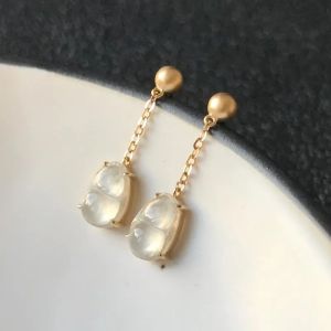 Elegant Minimalist Easy-to-match White Agate Bean Fine Handcrafted Silver-plated Earrings