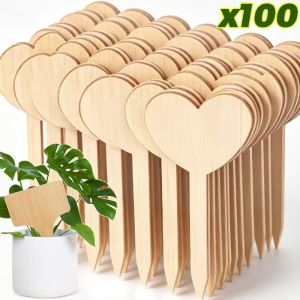 100Pcs Creative Wooden Gardening Signs DIY Writing Tags Plant Labels For Succulents Fresh Flowers Accessories Landscape Signage