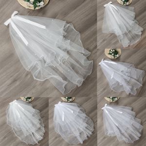 OKDEALS Phụ Kiện đám cưới Trắng Ngà Hai Lớp Ảnh Mạng Che Mạng Che cô dâu Với Comb Mạng Che đám cưới Phụ nữ của Vải Tuyn