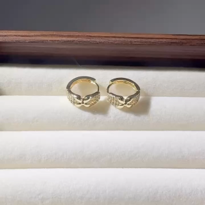 TBK 18K Gold Cubic Zirconia Stud Earrings Accessories For Women 439E