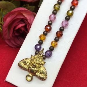 สร้อยคอมณีใต้น้ำนพเก้าคั่นเม็ดกลม ห้อยพระได้ 4 องค์ ความยาว 26 นิ้ว งานดิบ ทองเหลือง ช่วยเสริมอำนาจบารณี ใส่ในชีวิตประจำวันได้