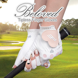 PLAYEAGLE Lovely Golf Lady Gloves Non-Slip PU Leather Golf Gloves for Woman Fingerless Design Can use Cellphone ถุงมือกอล์ฟ ถุงมือกอล์ฟไม่มีนิ้วผู้หญิงถุงมือระบายอากาศได้ดีไม่ลื่น 1pair/pack