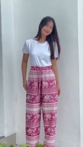 🌿(งานเกรดพรีเมียม)🌿กางเกงช้าง Maru ลายช้างกงจักร 2 กระเป๋าลวง เอว 24-44 นิ้ว ผ้าไหมอิตาลี ผ้านุ่มพิเศษ