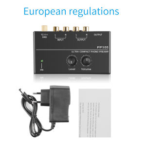 Kebidumei | Ultra-compact Phono Preamp Pre Amp Preamplifier with Level Volume Control 2xRCA Input 2xRCA Output 1/4" TRS Output Interface