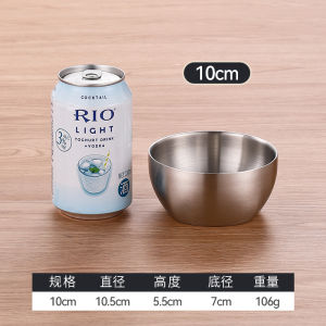 Korean Style Stainless Steel 304 Double Layer Anti-Scalding Soup Bowl Children Eating Rice Bowl Commercial Gold Pickled Vegetable Bowl