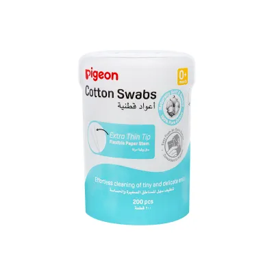 Pigeon Cotton Swabs 200pcs Paper Stem Extra Thin Tip (Hinged Case)