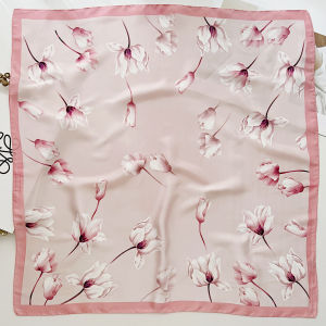 Fashionable Floral Pink Square Scarf Womens Country Style Decorative Hairband Bag Tying Bandanas Summer Spring Autumn