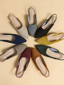 Soft Bottom Breathable Womens Sandals Fairy Style Fly Knit Shoes Elegant Flat Head Cover Summer Fashion Single Shoes