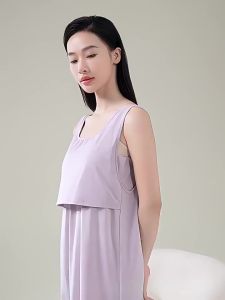 SHI YUE JIE JING | Đầm Ngủ Cho Mẹ Bầu Môi Trường Cotton Có Đệm Không Tay Xuân/Hè