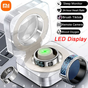 Smart Ring Men Women LED Display Screen Heart Rate Blood Oxygen Sleep Monitoring Multi Sport Mode 5ATM Waterproof Fitness Rings