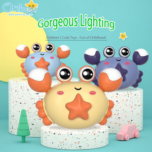Orzbow Baby Press-Activated Light-Up Crab Toddler Pull-Back Inertia Ride-On - Cartoon Educational Slide Car