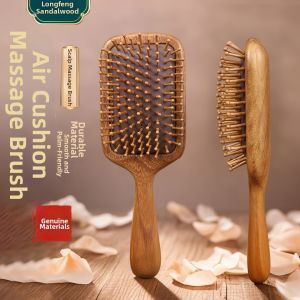 Natural Rosewood Paddle Hairbrush with Cushioning Scalp Massager
