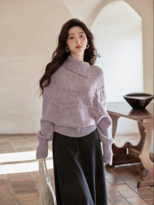 seemon | Áo Sweater Knit Dày Cổ Cao Mau Tím
