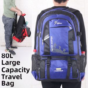 Mens Outdoor Climbing Bag 80L Travel Backpack Lightweight Large Capacity Student Bookbag Return Home Luggage Bag Nylon Material