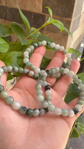 Vòng Tay Chuỗi Nữ Mới Đá Cẩm Thạch A Tự Nhiên Size Hạt 7mm Trắng Xanh Lam Đậm Nhạt Bóng Mượt Đẹp có 680k/1 chiếc ạ