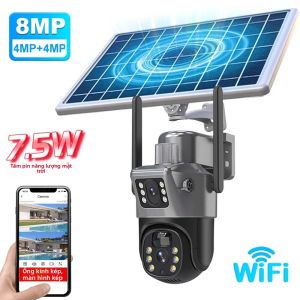 Camera IP Không Dây Năng Lượng Mặt Trời 8MP 4K Ngoài Trời PTZ WIFI Tự Động Theo Dõi Thông Minh CCTV Giám Sát V380 Pro Với Ống Kính Kép Và Bộ Nhớ 128G