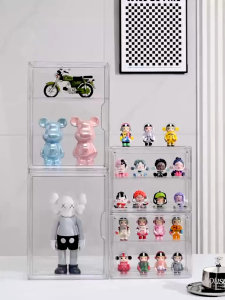 Popmart display case magnetic dustproof acrylic blind box storage organizer stackable transparent box for action figures collection#XH015