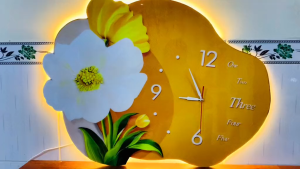 (ẢNH CHỤP) Tranh đồng hồ đèn led hoa tulip 22 trang trí decor quà tặng kèm đinh