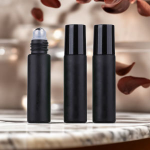 3pcs 10ml Black Empty Refillable Roll-On Bottle Essential Oils Deodorant Containers with Stainless Steel Roller Ball for Perfume