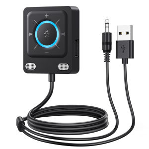 AUX Car Adapter With Bluetooth 6.0 FM Dual Mics Noise Cancellation USB AUX Bluetooth Receiver For Car Music Hands Free Calls