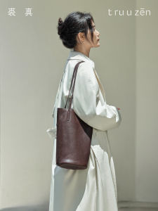 Real Leather Bucket Bag Womens Armpit Shoulder Bag Vintage Commuting Bag Top Layer Tanned Cowhide Bags Lazy Encounter