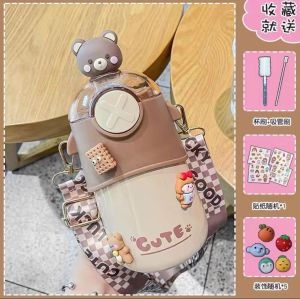 ถ้วยน้ำสแตนเลสระดับอาหารสำหรับเด็ก ถ้วยน้ำมีที่จับแบบสะพายข้างสำหรับผู้หญิง ถ้วยน้ำสำหรับเด็กนักเรียน ถ้วยน้ำอุ่นแบบพกพา