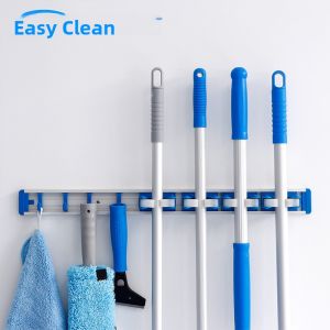 Broom Holder Wall Mounted Aluminum Alloy Squeegee Clip Storage Rack Household Cleaning Tool Organizer Kitchen Bathroom Accessory