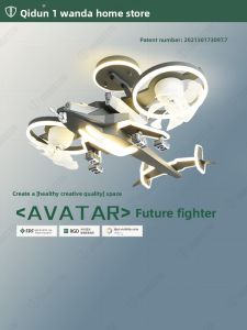 QIDUN | Airplane Fan Light Creative Helicopter Model Boys Bedroom Lamp