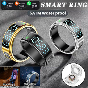 2025 New LED Screen Smart Ring Men Women Heart Rate and Blood Oxygen Monitor Smartring IP68 & 5ATM Waterproof Multi-sport Mode