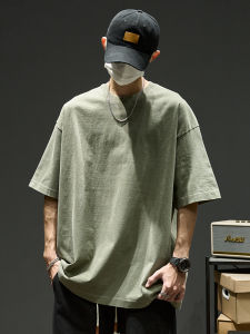 SZON Mens Short Sleeve T-Shirt Pure Cotton Casual Loose Fit Summer Top Heavyweight American Style round Neck Basic Tee