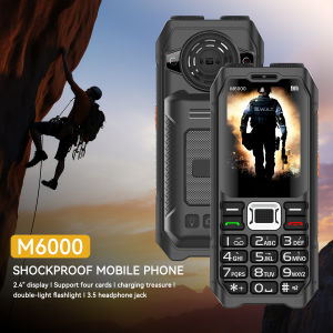 Rugged Mobile Phone M6000 GSM 2G Network 4 SIM Cards Magic Voice 3.5mm Jack 2.4 Display Big Keyboard Cellphone For Elderly