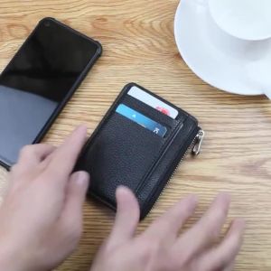 Casual Classic MenS Wallet Solid Color Textured Pu Zipper Card Holder Mini Slim Wallet For Boyfriend Husband Gift 2022 New
