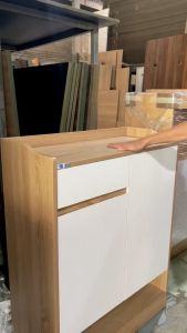 Tủ Giày Gỗ Đơn Giản Thiết Kế 2 Cánh 1 Ngăn Kéo Màu Oak Phối Trắng Thương Hiệu SIB Decor TG28