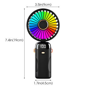 Quạt Cầm Tay Mini Gấp Gọn Sạc USB Đèn LED Lưu Lượng Gió Mạnh Tiện Lợi Cho Du Lịch