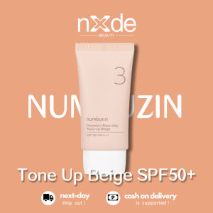 ✨100% Authentic ✨numbuzin No.3 Porcelain Base-skip Tone Up Beige SPF50+ PA++++ (50ml) Powdery Finish Light Natural Coverage Tinted Beige Color