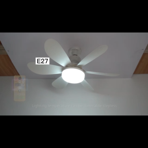 พัดลมเพดานเงียบ AC85-265V พร้อมโคมไฟ E27 ใบพัดถอดได้ โคมไฟพัดลม 30W/40W ปรับความสว่างได้ พร้อมฟังก์ชันตั้งเวลาบนเพดาน Fan light