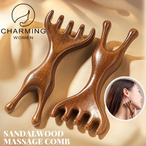🔥Hot Sale🔥2-in-1 Body Meridian Massage Comb Sandalwood Deer Antlers Wide Tooth Acupuncture Help Blood Circulation Anti-static Smooth Hair Massage Tool 按摩梳