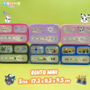 YUMMY BOX lunchbox bento mini kotak makan sekat 3 yummy mini/anti kecampur/anti tumpah 11124