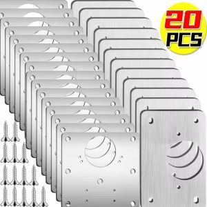 🔥🔥20Pcs Cabinet Hinge Repair Plate Kits 4/5/8Hole Stainless Steel Furniture Door Hinge Mounting Plate with Hole Home Kitchen Cupboard Fixing Tools