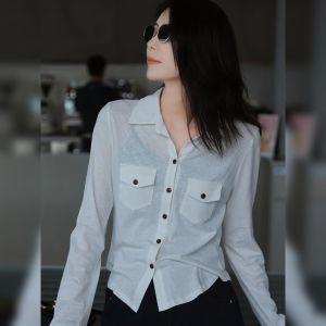 YUFUQING | Slim Fit White Polo Neck Long Sleeve Shirt Womens Early Autumn New Style High End Versatile Elegance Top Commute Korean Style